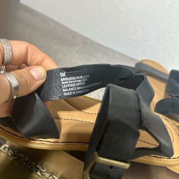 Born Ankle Strap Flat Sandal 6 Leather Cushioned Casual Comfort Black Imogen - Picture 7 of 8